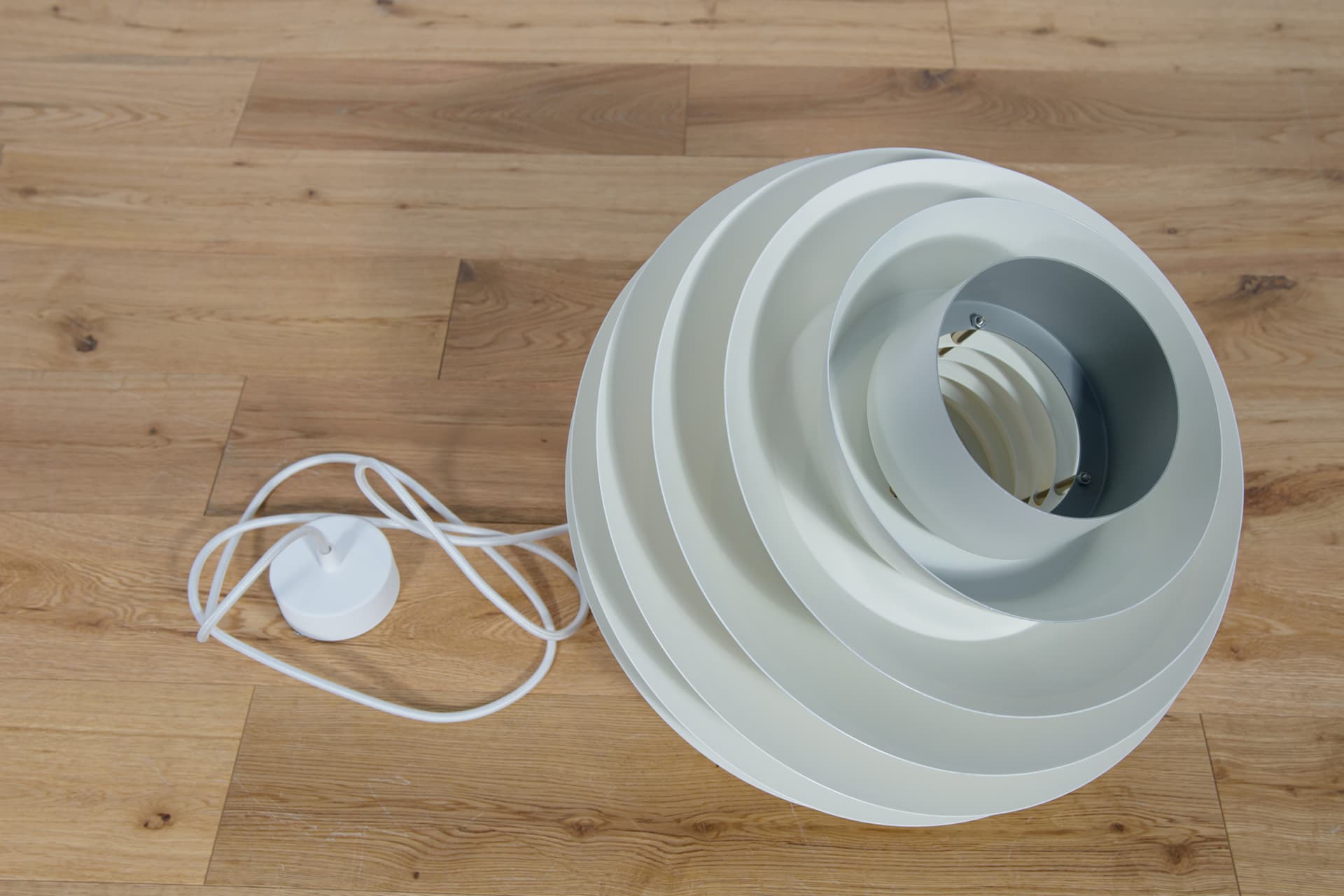 Lampa wisząca Verona, aluminium biały, proj. S. Middelboe, Fog & Mørup, Dania, lata 60. - 289060