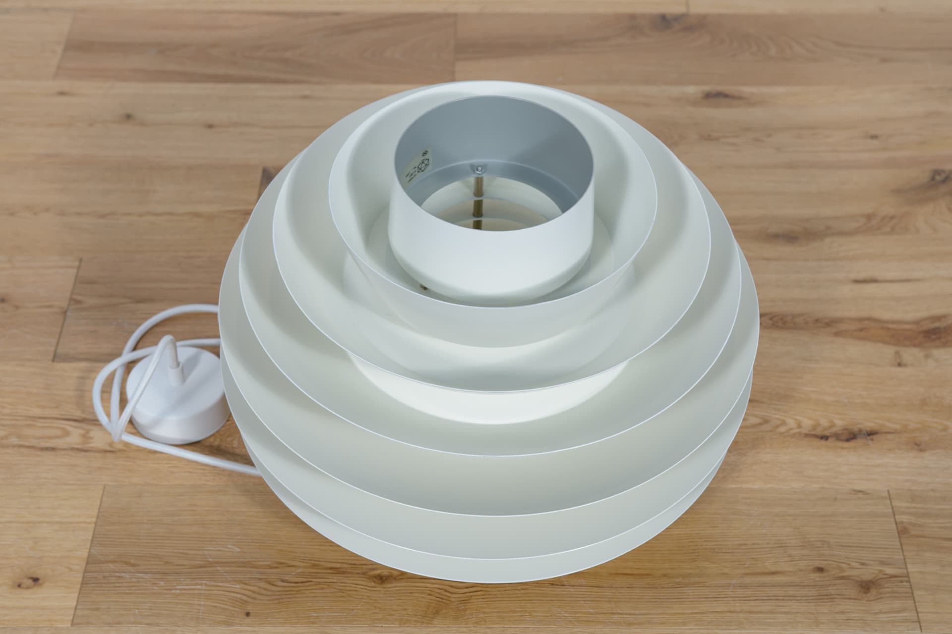 Lampa wisząca Verona, aluminium biały, proj. S. Middelboe, Fog & Mørup, Dania, lata 60. - 289061