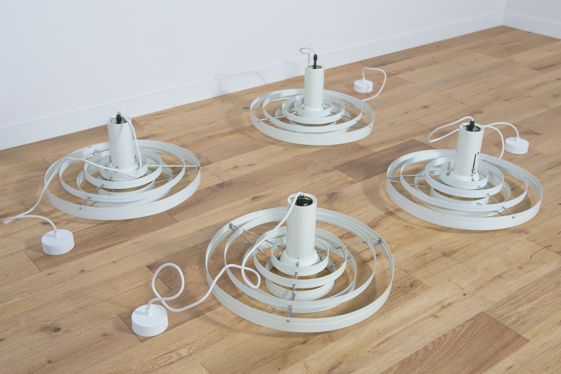 Lampa wisząca Fibonacci, biały, metal, proj. S. Frandsen, Fog & Mørup, Dania, lata 60. - 289095