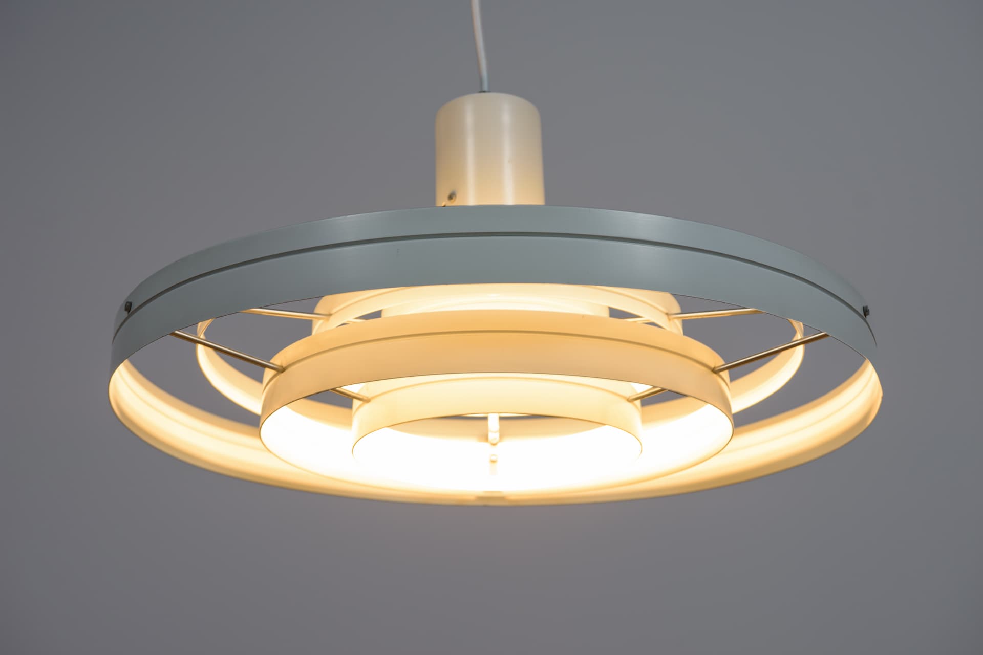 Lampa wisząca Fibonacci, biały, metal, proj. S. Frandsen, Fog & Mørup, Dania, lata 60. - 289087