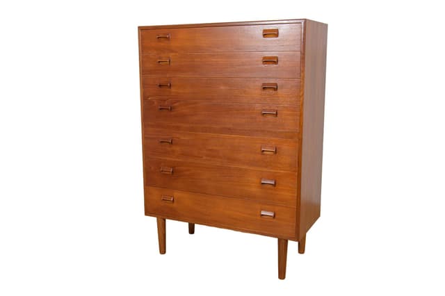 Komoda, teak brązowy, proj. B. Mogensen, Søborg Møbelfabrik, Dania, lata 60. - WYMIARY