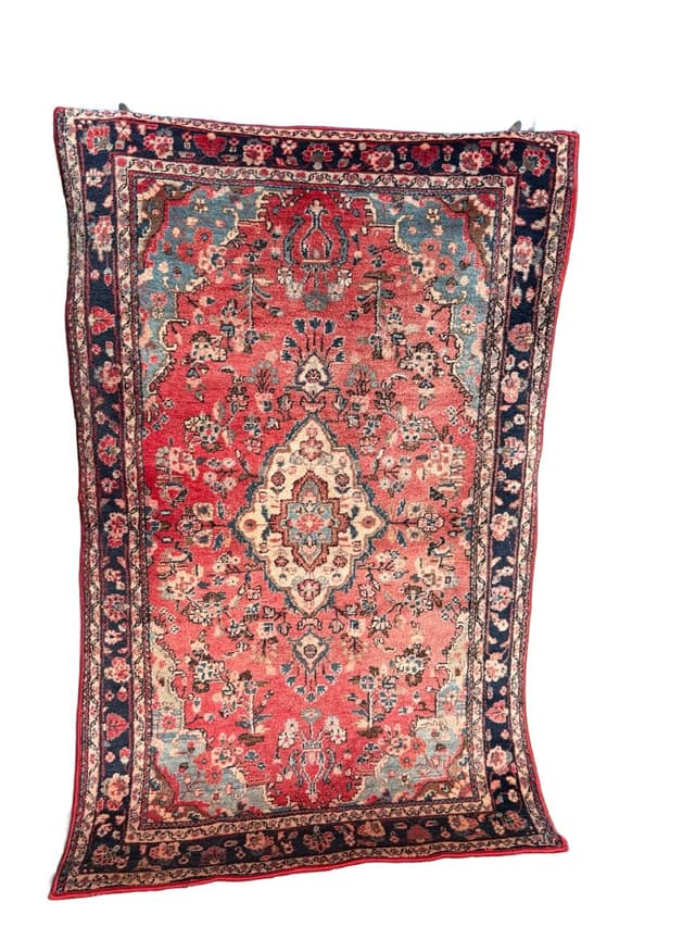 Dywan Hamadan 210x135 cm, czerwony, wełna, Iran - WYMIARY