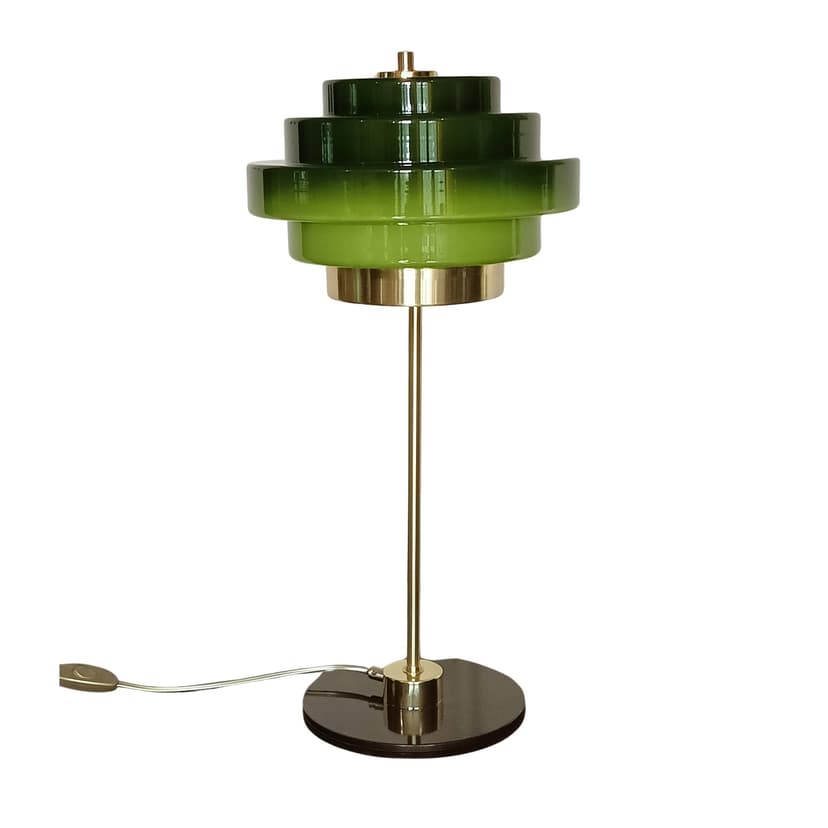 Lampa biurkowa, zielony, szkło, Niemcy, lata 70.