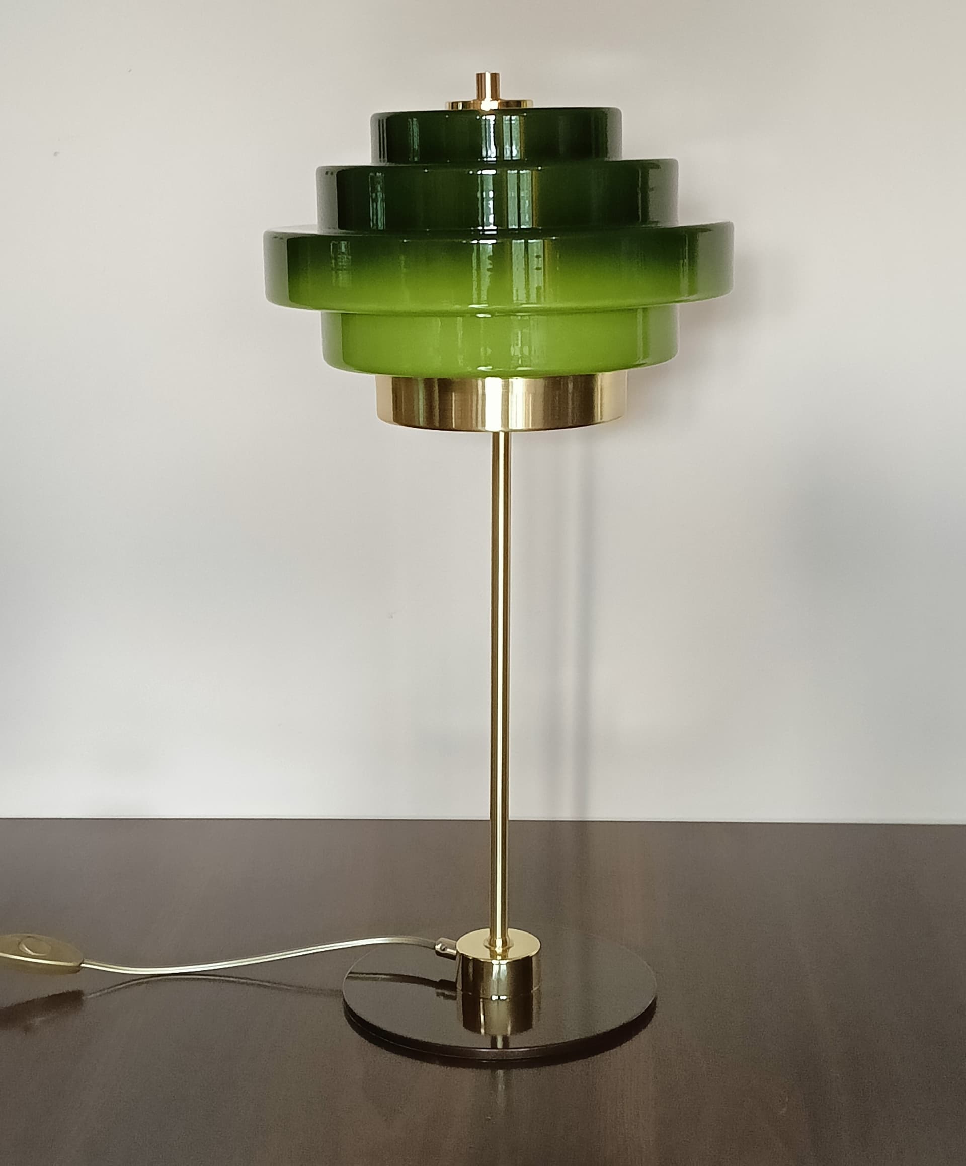 Lampa biurkowa, zielony, szkło, Niemcy, lata 70. - 289220