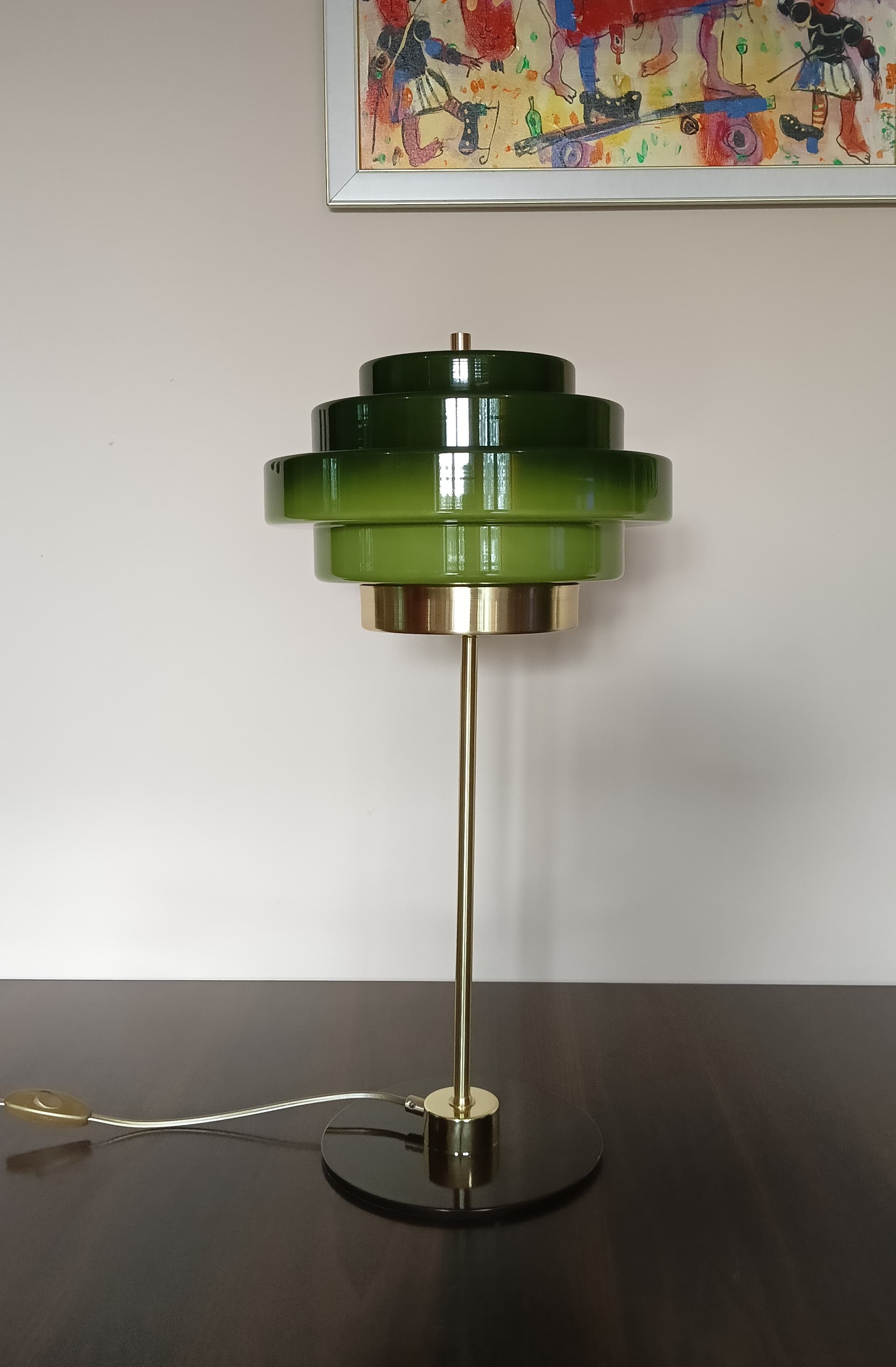 Lampa biurkowa, zielony, szkło, Niemcy, lata 70. - 289221