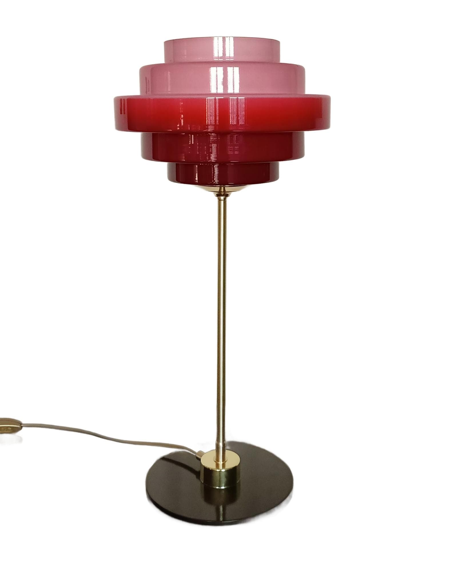 Lampa biurkowa, czerwony, szkło, Niemcy, lata 70.