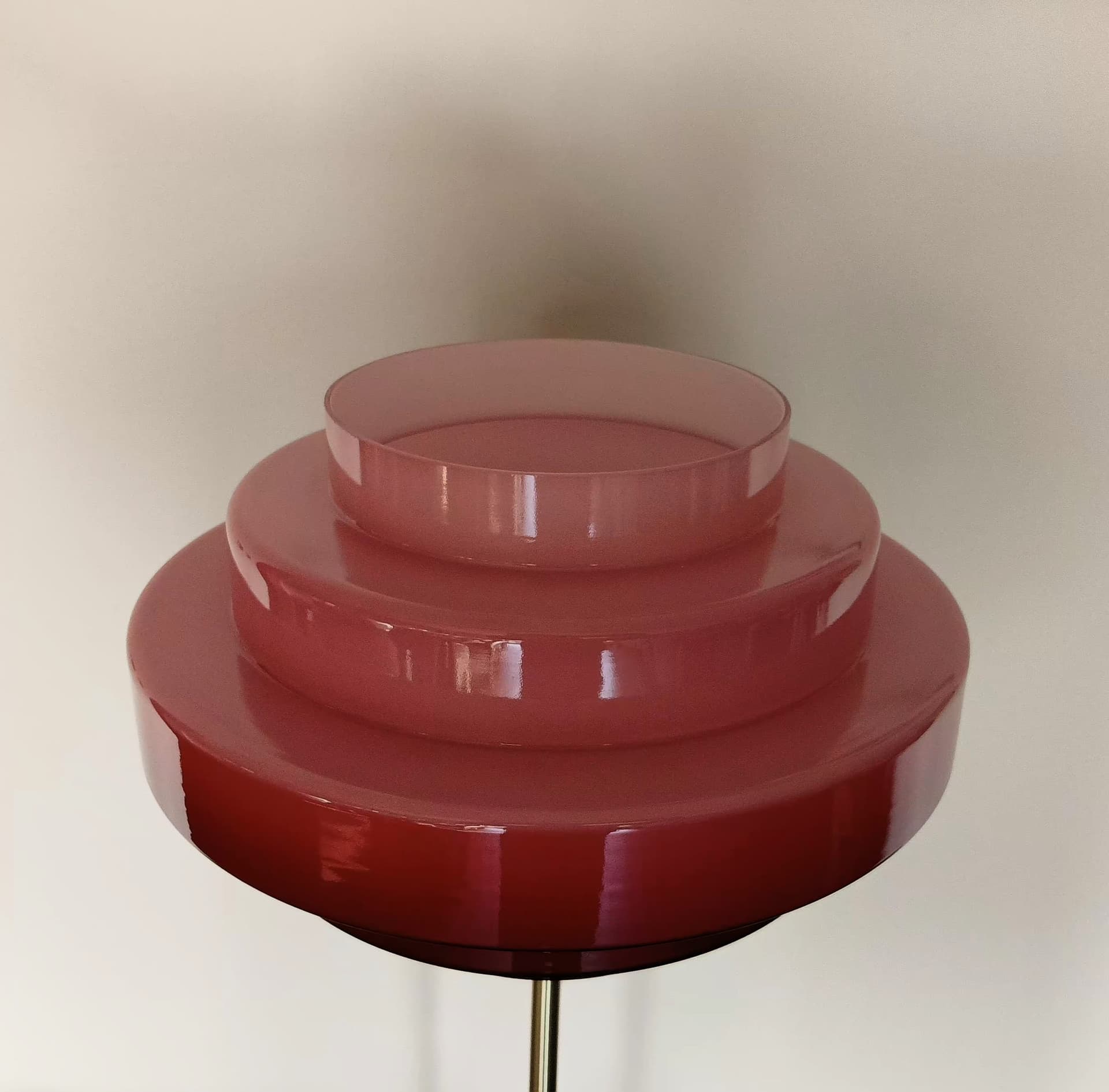 Lampa biurkowa, czerwony, szkło, Niemcy, lata 70. - 289255