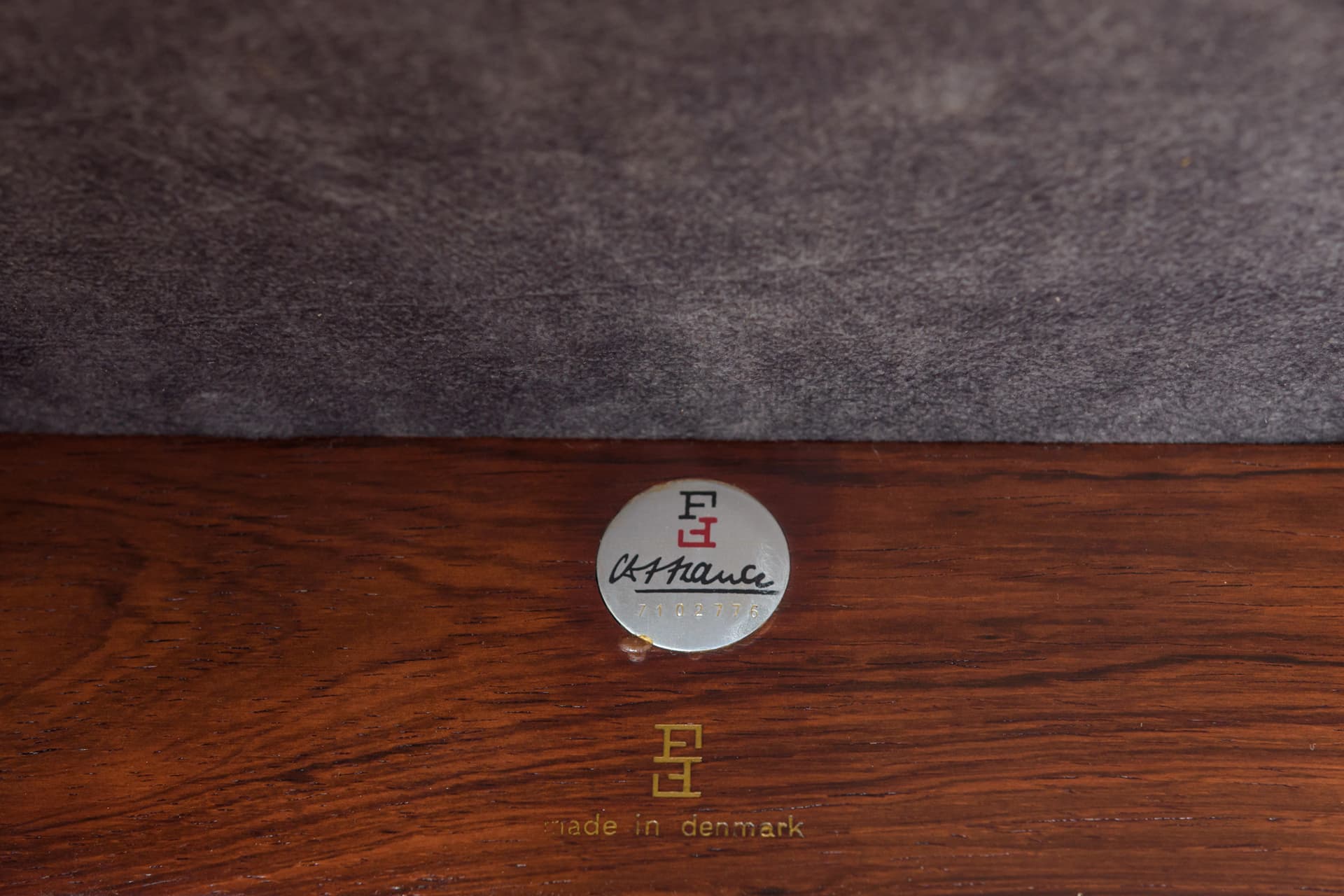 Komplet sześciu krzeseł Diplomat, wełna czarna, palisander, proj. F. Juhl, dla France & Søn, Dania, lata 60. - 289241