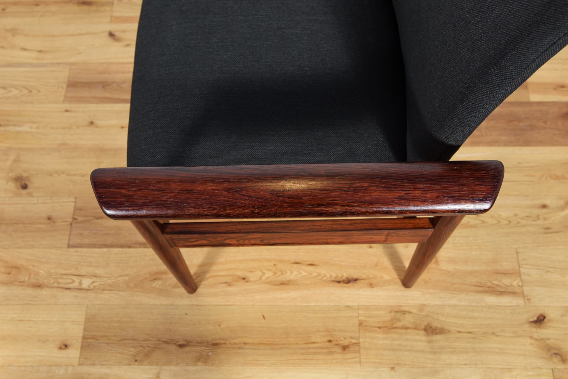 Fotel Diplomat, wełna czarna, palisander, proj. F. Juhl, France & Søn, Dania, lata 60. - 289252