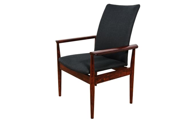 Fotel Diplomat, wełna czarna, palisander, proj. F. Juhl, France & Søn, Dania, lata 60. - WYMIARY