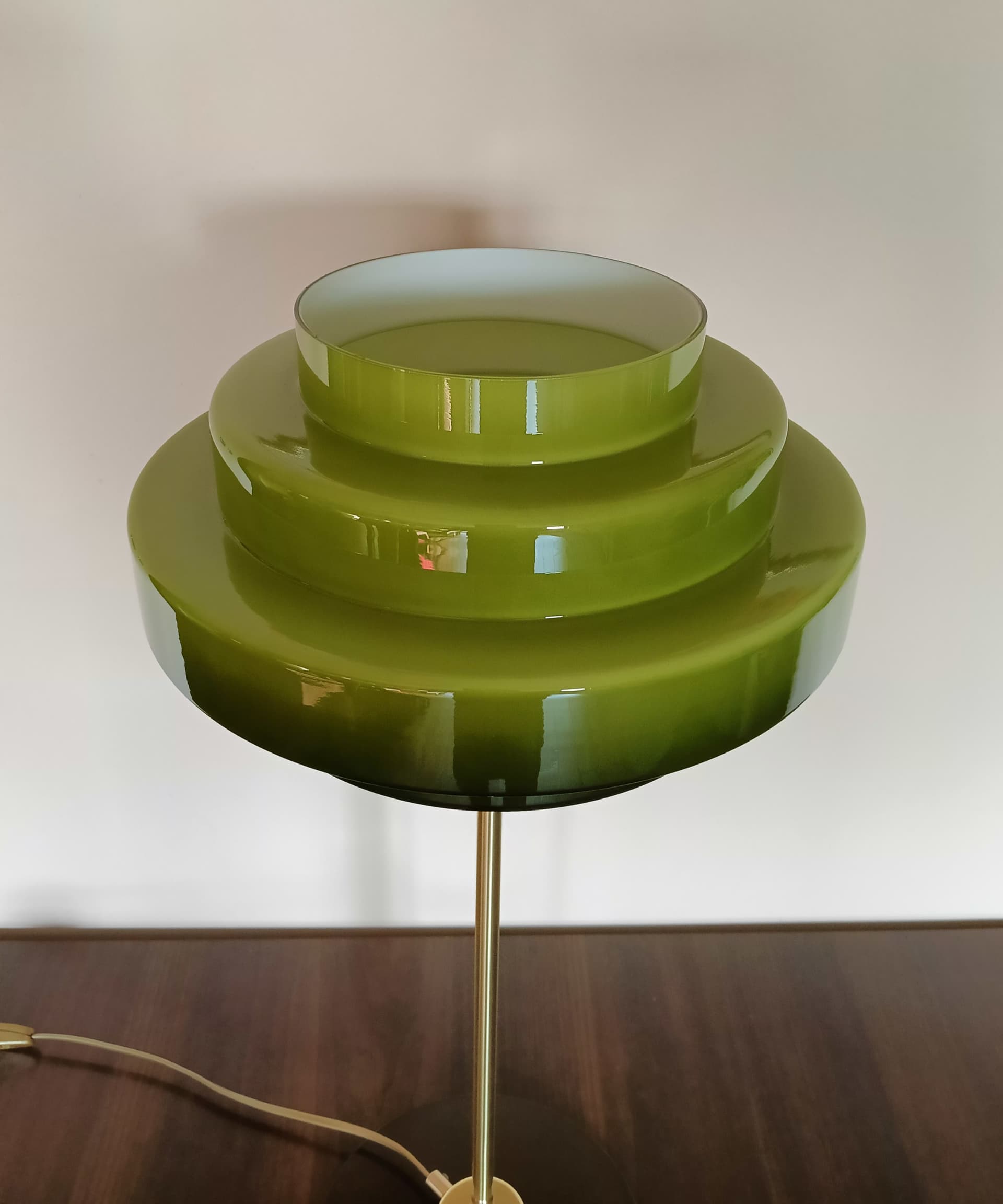 Lampa biurkowa, zielony, szkło, Niemcy, lata 70. - 289263