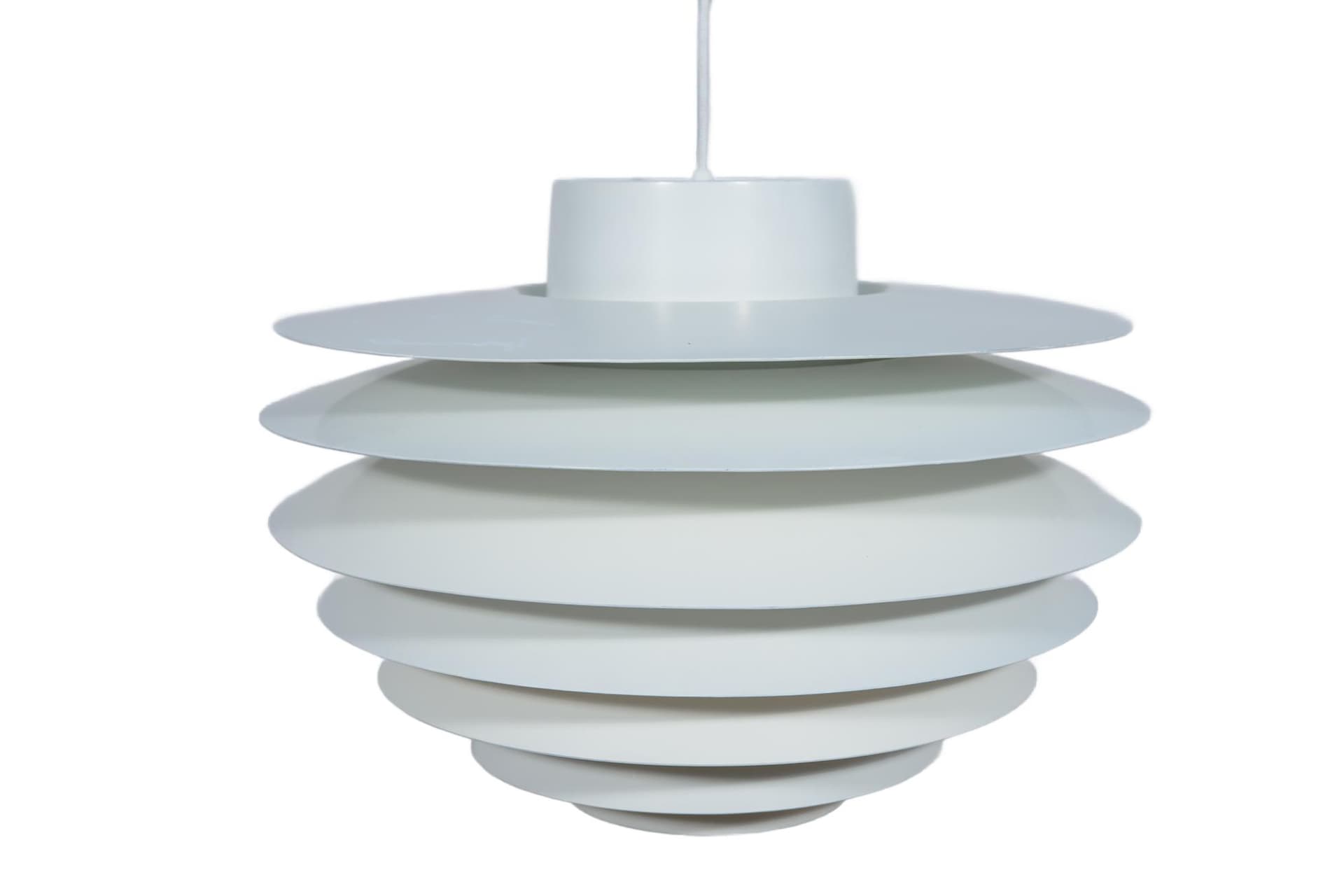 Lampa wisząca Verona, aluminium biały, proj. S. Middelboe, Fog & Mørup, Dania, lata 60.