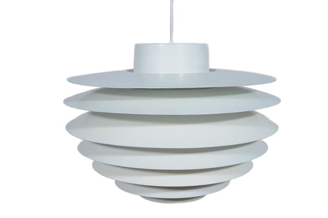 Lampa wisząca Verona, aluminium biały, proj. S. Middelboe, Fog & Mørup, Dania, lata 60. - WYMIARY