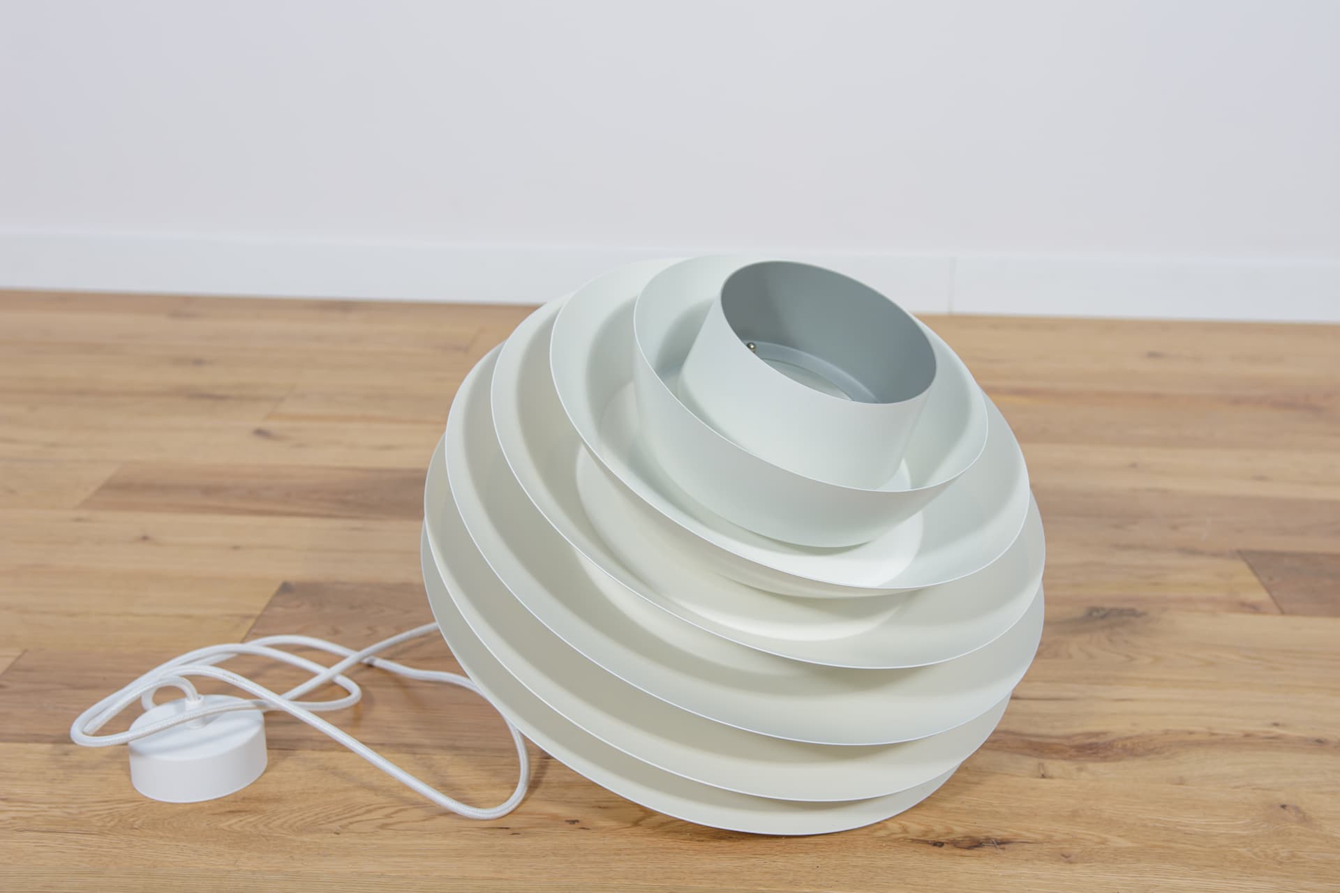 Lampa wisząca Verona, aluminium biały, proj. S. Middelboe, Fog & Mørup, Dania, lata 60. - 289394