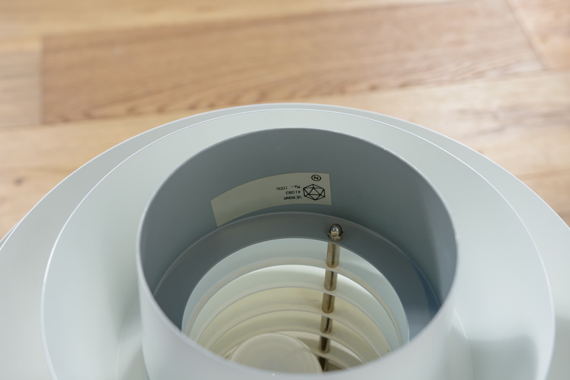 Lampa wisząca Verona, aluminium biały, proj. S. Middelboe, Fog & Mørup, Dania, lata 60. - 289397