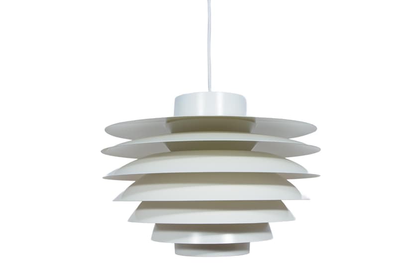 Lampa wisząca Verona, aluminium biały, proj. S. Middelboe, Fog & Mørup, Dania, lata 60.