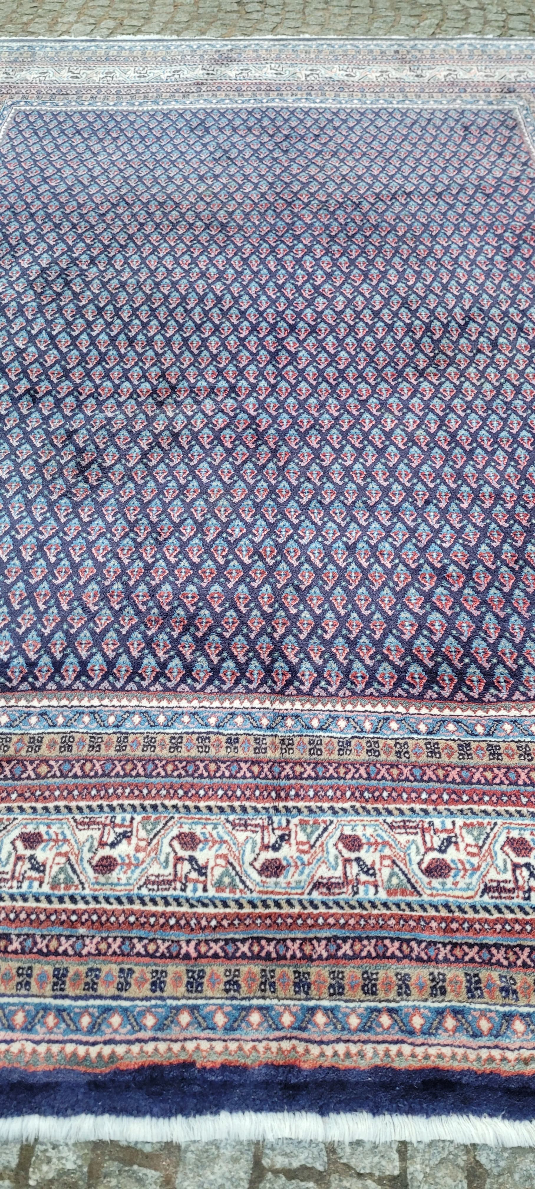 Dywan Sarough-Mir 220x320 cm, wełna niebieska, bawełna biała, Iran, początek XX w. - 289473