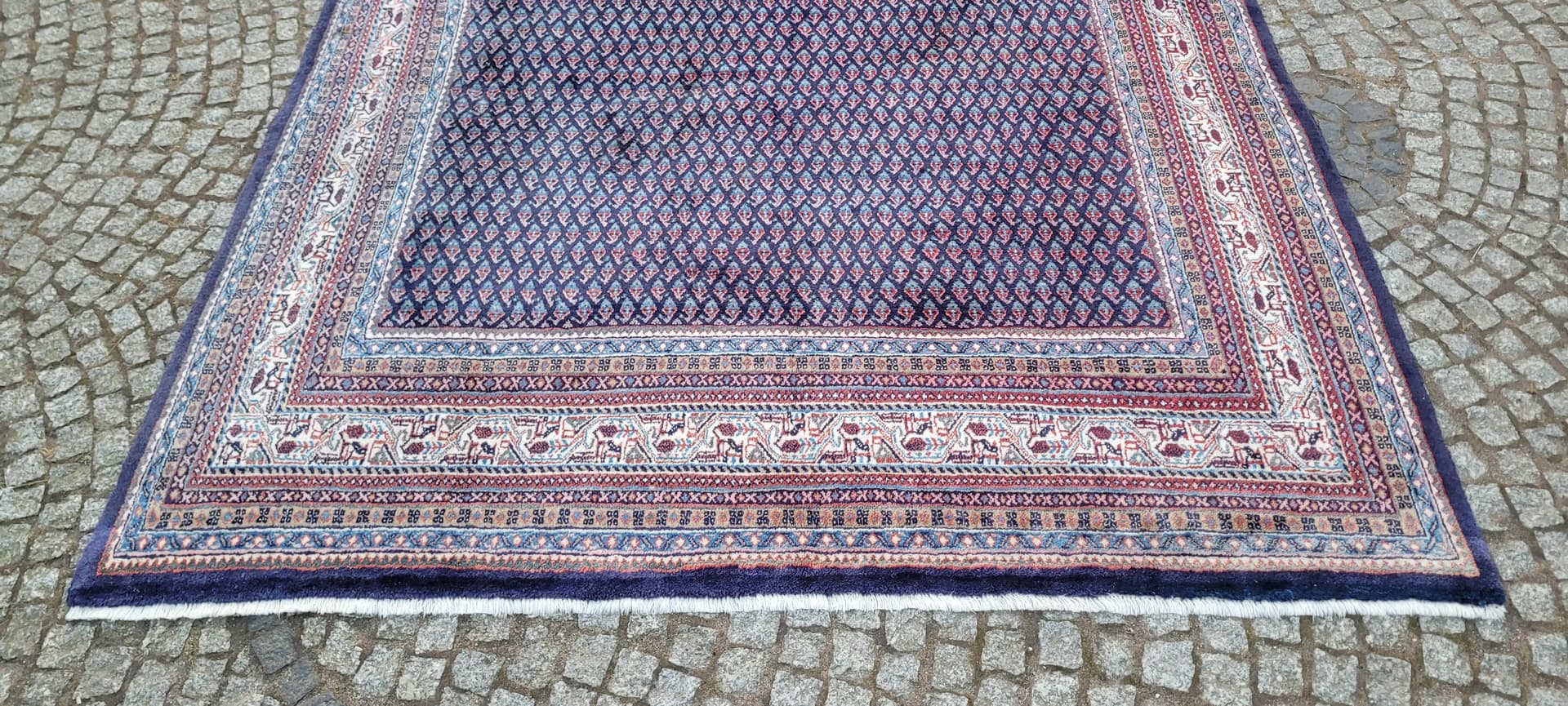 Dywan Sarough-Mir 220x320 cm, wełna niebieska, bawełna biała, Iran, początek XX w. - 289476