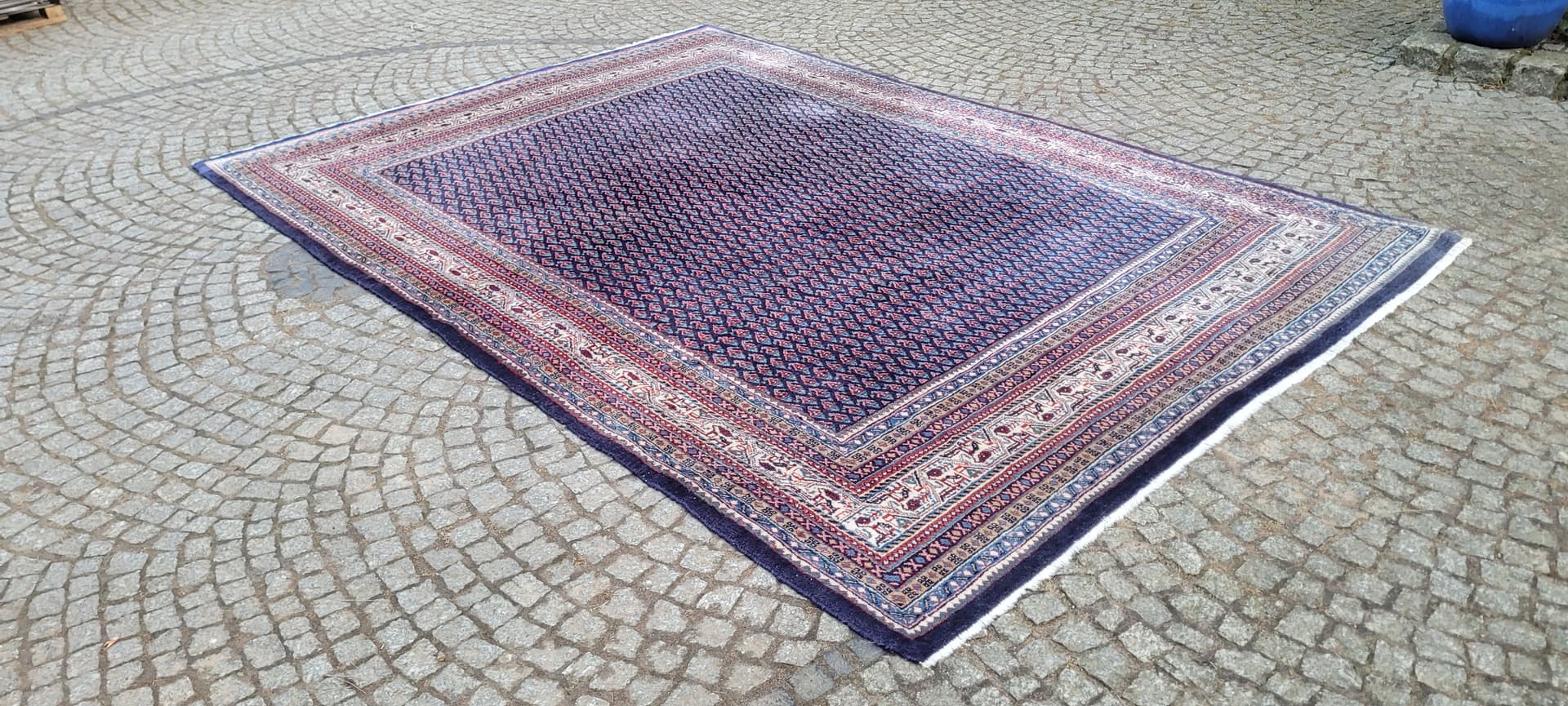 Dywan Sarough-Mir 220x320 cm, wełna niebieska, bawełna biała, Iran, początek XX w. - 289469