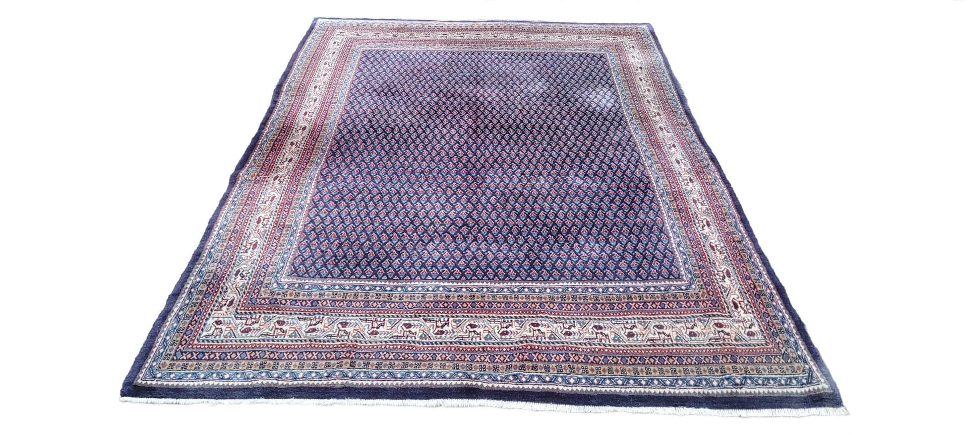 Dywan Sarough-Mir 220x320 cm, wełna niebieska, bawełna biała, Iran, początek XX w.