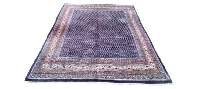 Dywan Sarough-Mir 220x320 cm, wełna niebieska, bawełna biała, Iran, początek XX w. - WYMIARY