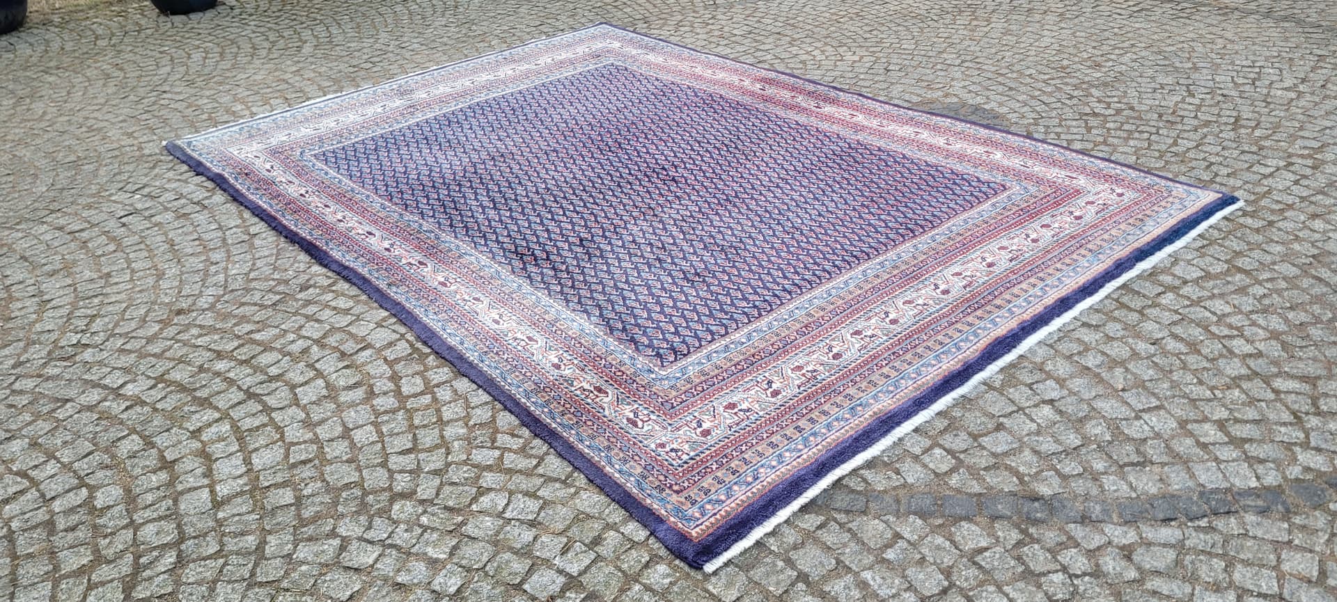 Dywan Sarough-Mir 220x320 cm, wełna niebieska, bawełna biała, Iran, początek XX w. - 289474