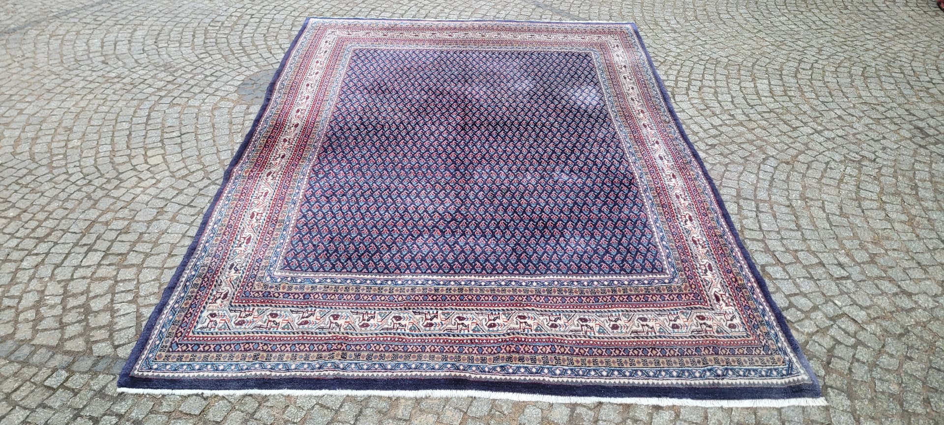 Dywan Sarough-Mir 220x320 cm, wełna niebieska, bawełna biała, Iran, początek XX w. - 289475