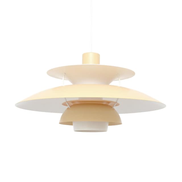 Pendant lamp PH5, beige aluminum, by P. Henningsen, Louis Poulsen, Denmark, 1990s. - DIMENSION