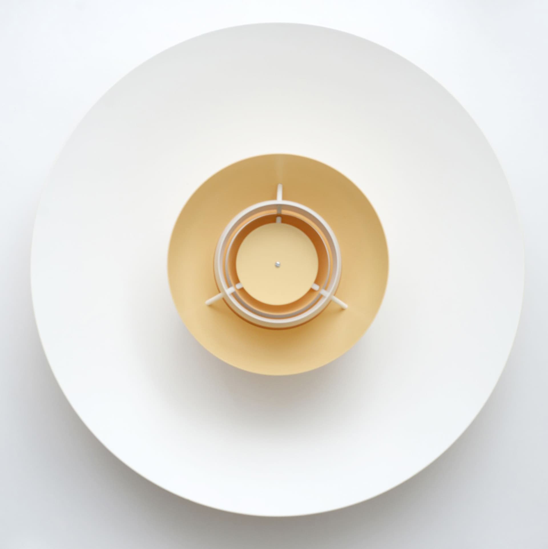 Pendant lamp PH5, beige aluminum, by P. Henningsen, Louis Poulsen, Denmark, 1990s. - 289526