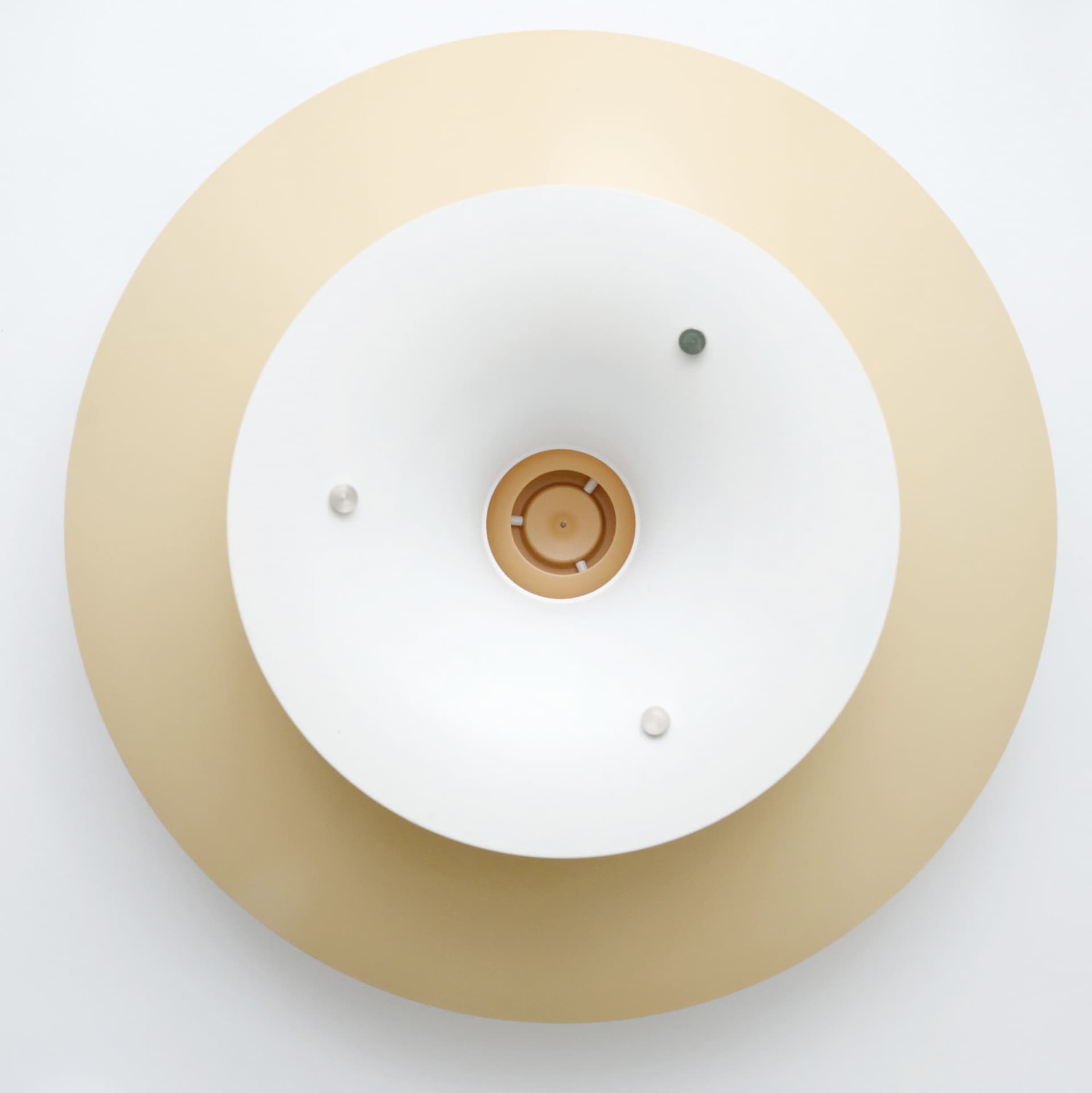 Pendant lamp PH5, beige aluminum, by P. Henningsen, Louis Poulsen, Denmark, 1990s. - 289525