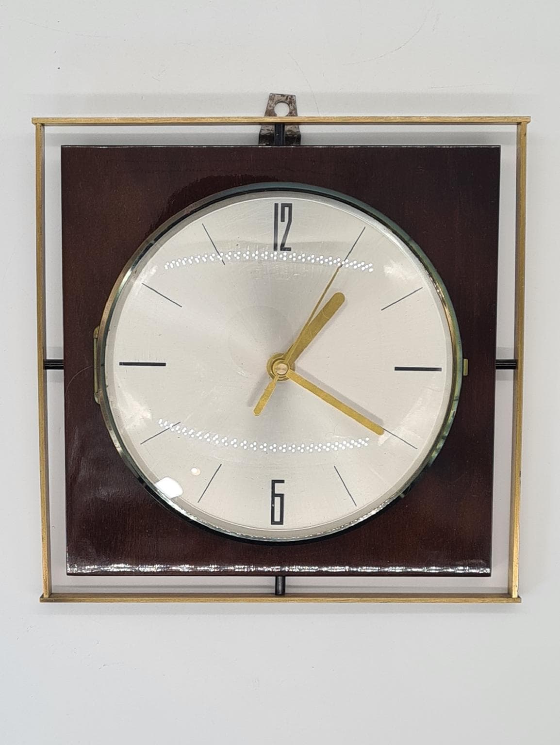 Zegar ścienny Mid-Century Modern, brązowy, Niemcy, lata 60. - 289598