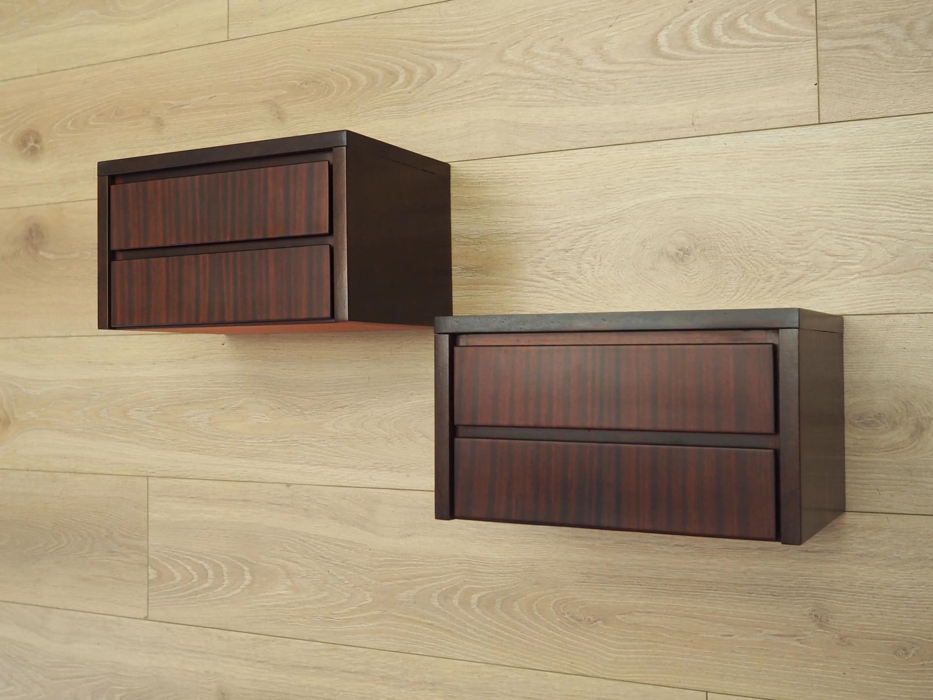 Set of nightstands, Scandinavian design, copper mahogany, Denmark, 1970s - 21487