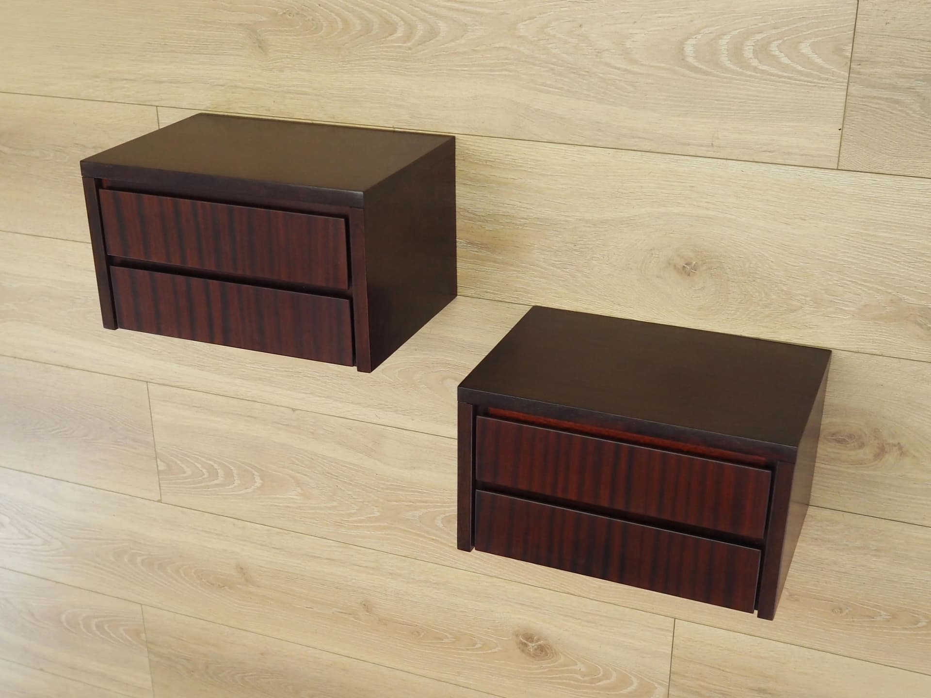 Set of nightstands, Scandinavian design, copper mahogany, Denmark, 1970s - 21486