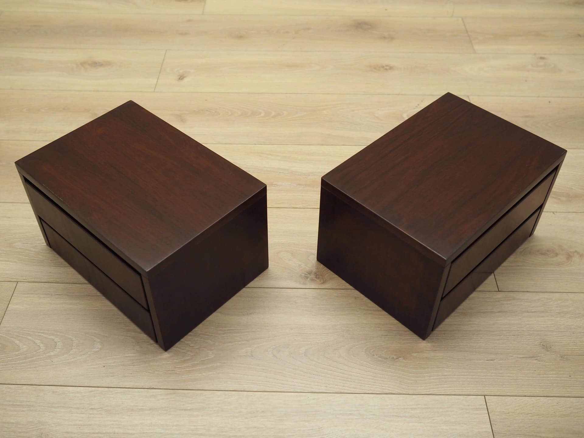 Set of nightstands, Scandinavian design, copper mahogany, Denmark, 1970s - 21492