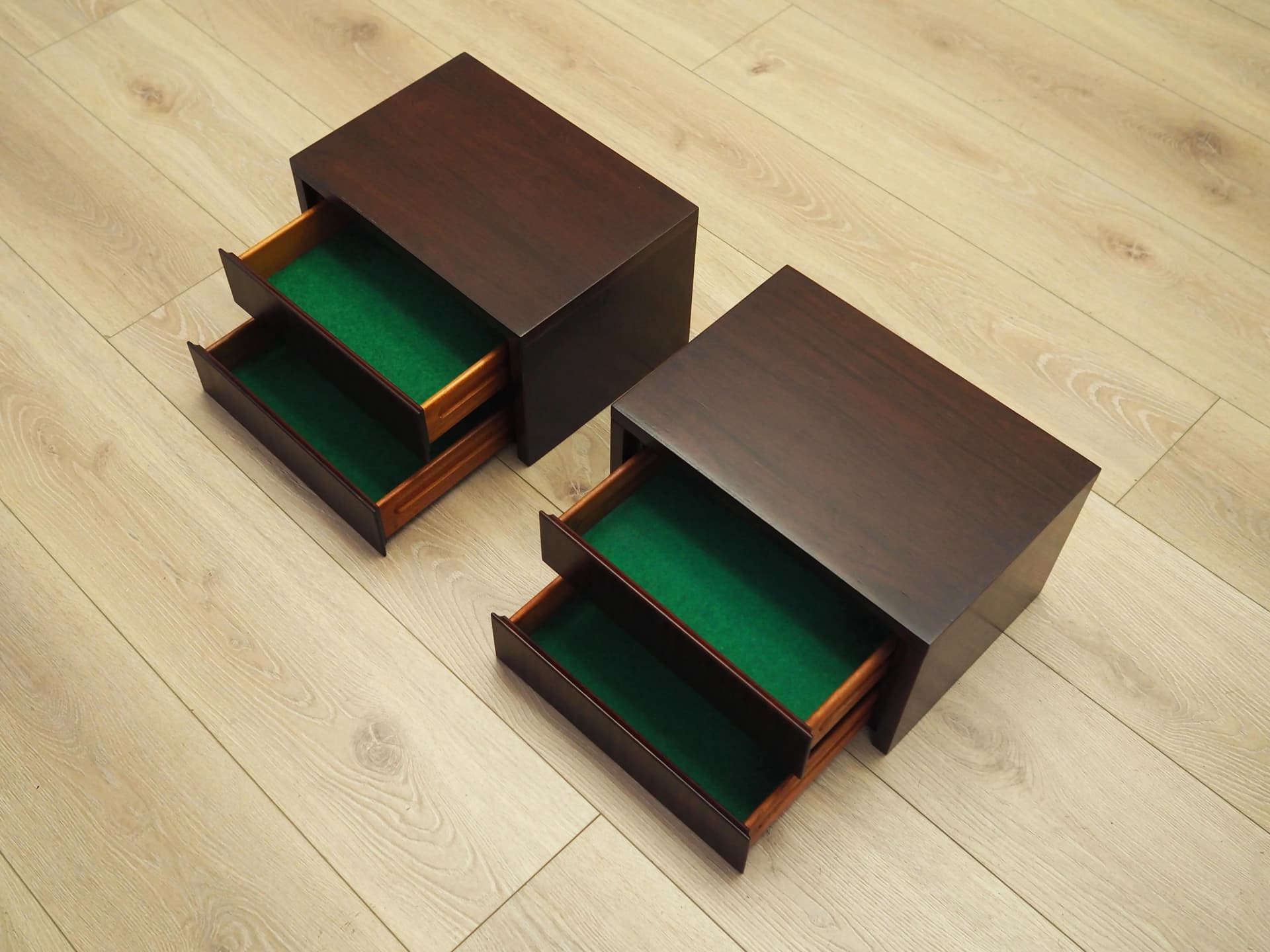 Set of nightstands, Scandinavian design, copper mahogany, Denmark, 1970s - 21491