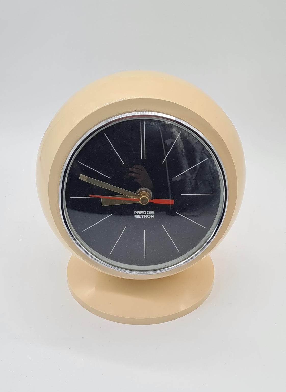 Zegar kominkowy Space Age, beżowy, ABS, metal, szkło, Polska, lata 70. - 289613