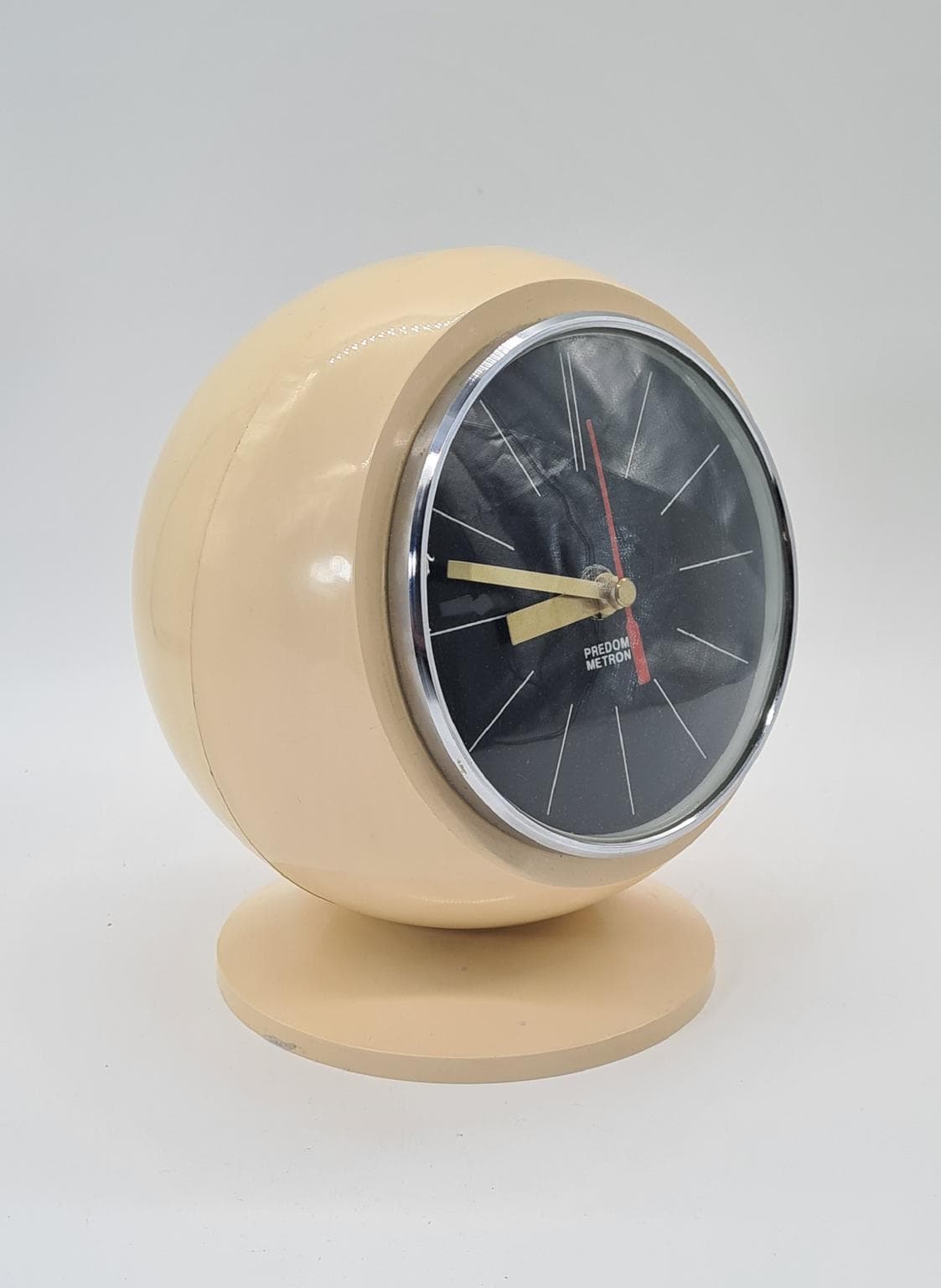 Zegar kominkowy Space Age, beżowy, ABS, metal, szkło, Polska, lata 70. - 289606