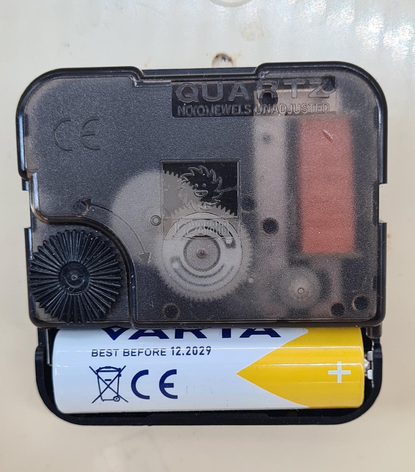 Zegar kominkowy Space Age, beżowy, ABS, metal, szkło, Polska, lata 70. - 289616