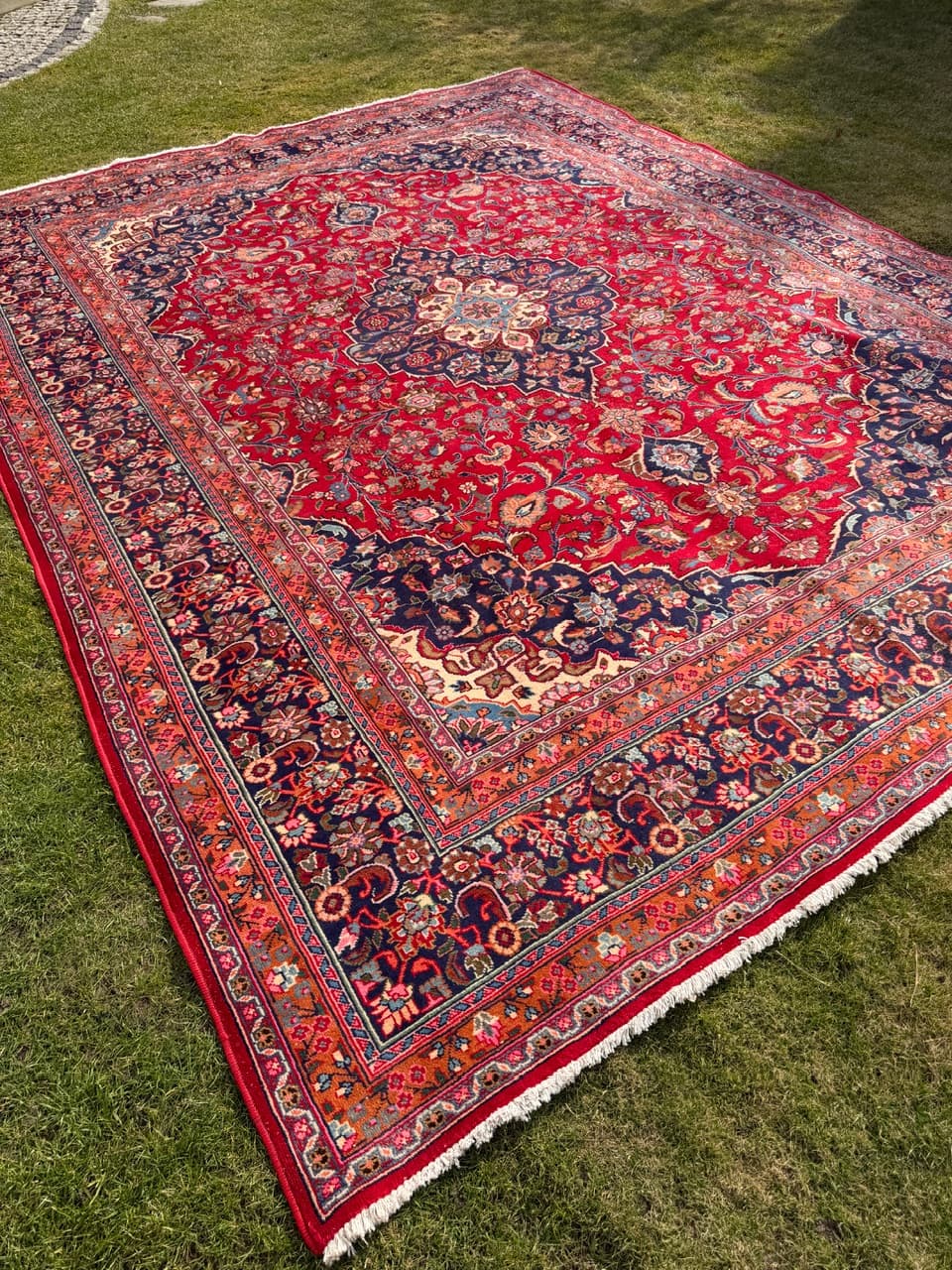 Dywan Keshan 400x300 cm, czerwony, wełna, Iran - 289626