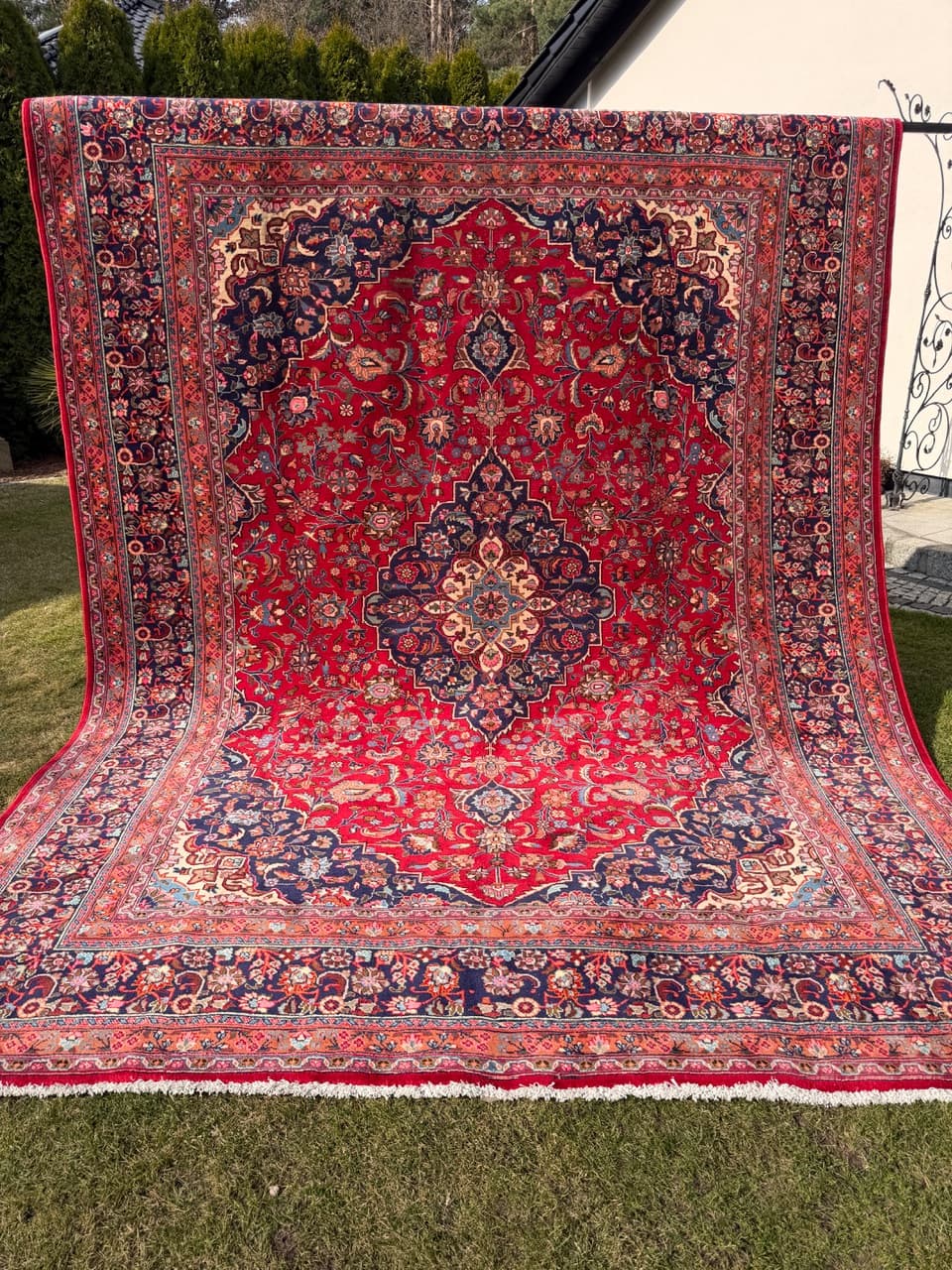 Dywan Keshan 400x300 cm, czerwony, wełna, Iran - 289617