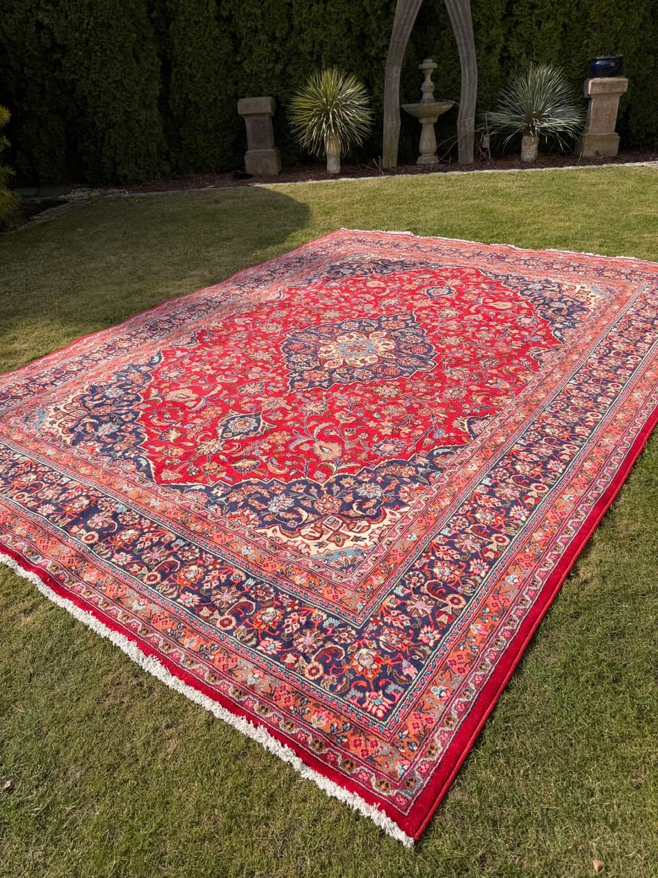 Dywan Keshan 400x300 cm, czerwony, wełna, Iran - 289625