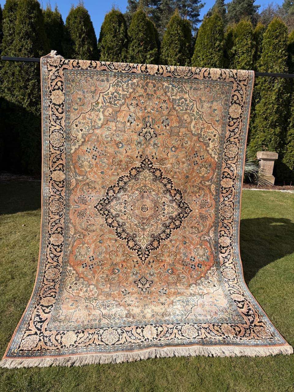 Dywan perski Ghoum, jedwab brązowy, bawełna, Indie, 295x185 cm - 289631