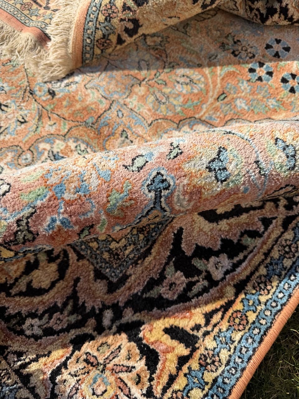 Dywan perski Ghoum, jedwab brązowy, bawełna, Indie, 295x185 cm - 289638