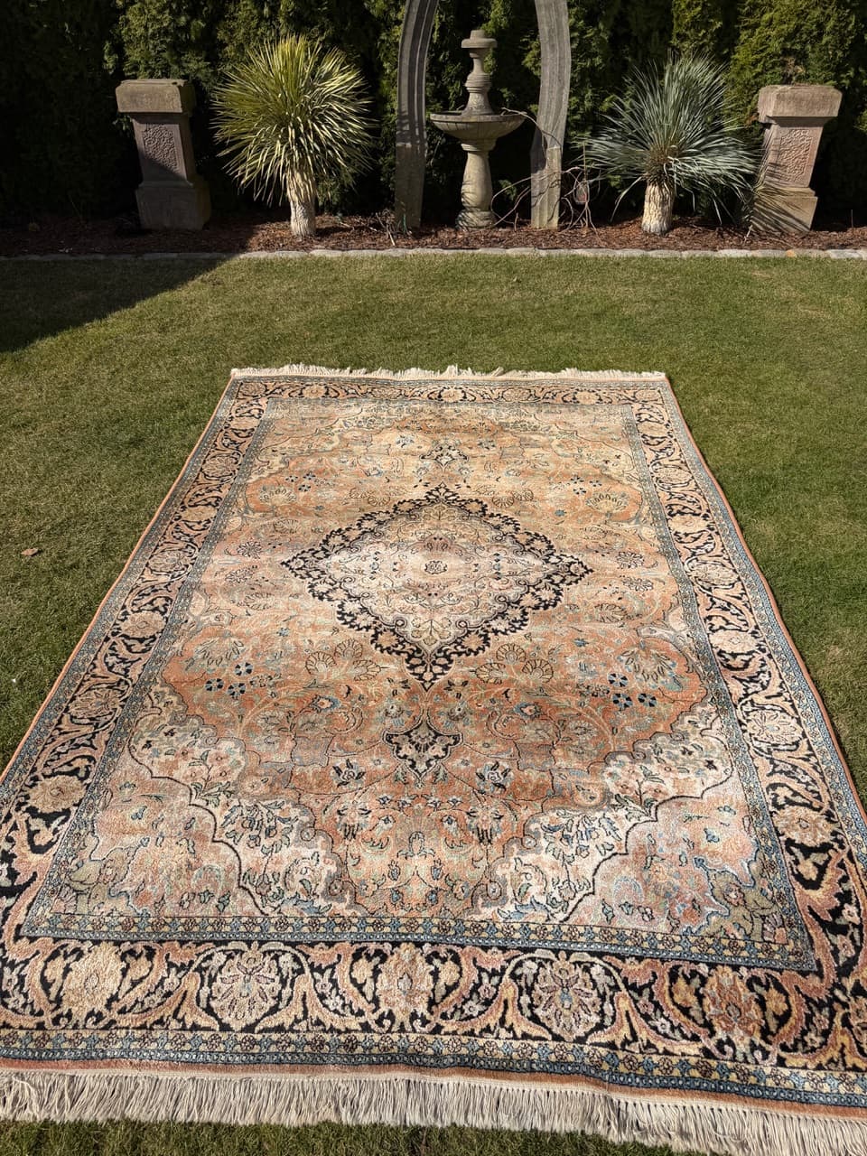 Dywan perski Ghoum, jedwab brązowy, bawełna, Indie, 295x185 cm - 289643