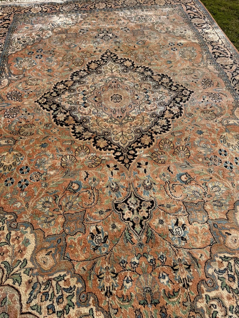 Dywan perski Ghoum, jedwab brązowy, bawełna, Indie, 295x185 cm - 289640