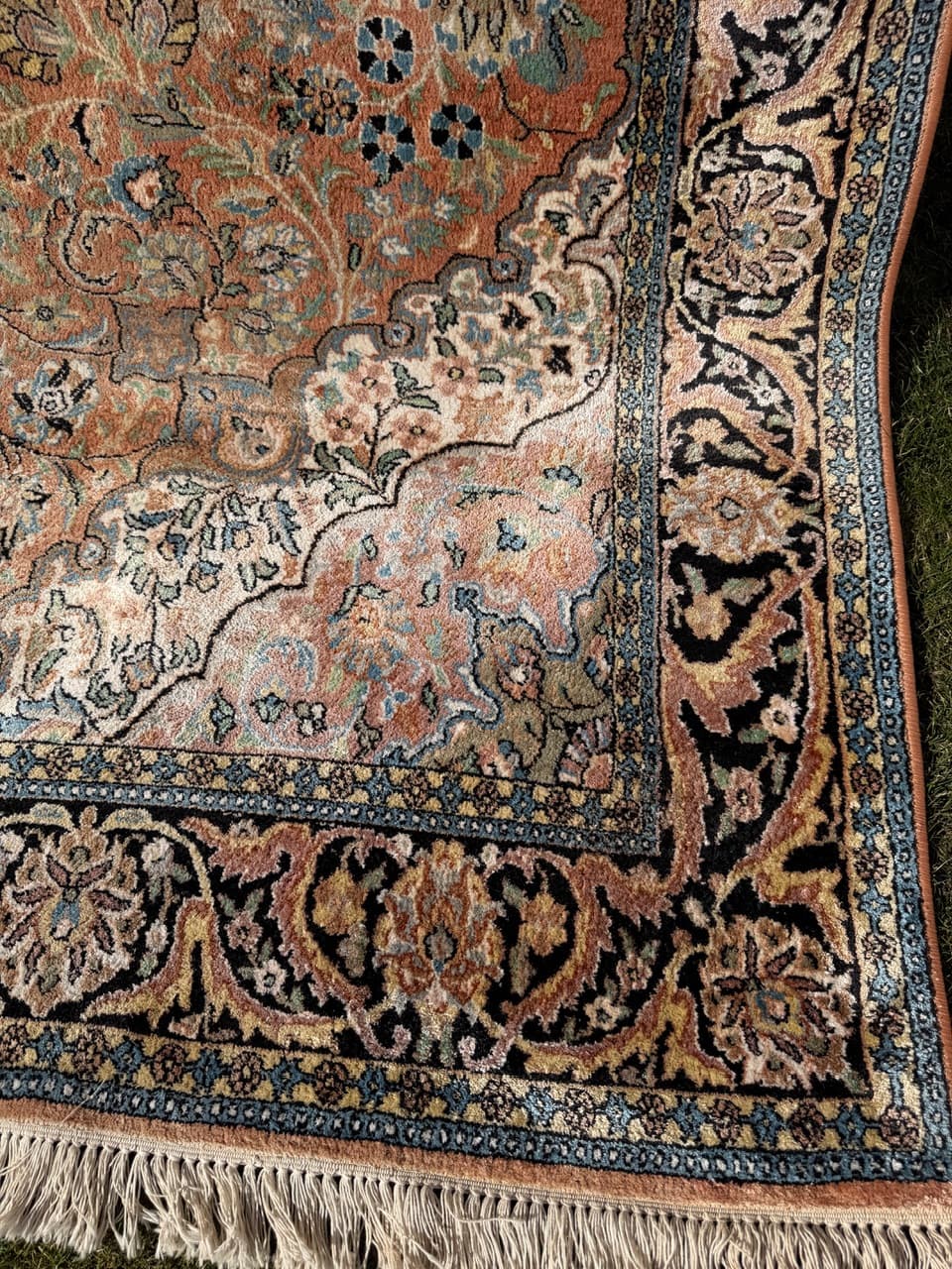 Dywan perski Ghoum, jedwab brązowy, bawełna, Indie, 295x185 cm - 289632