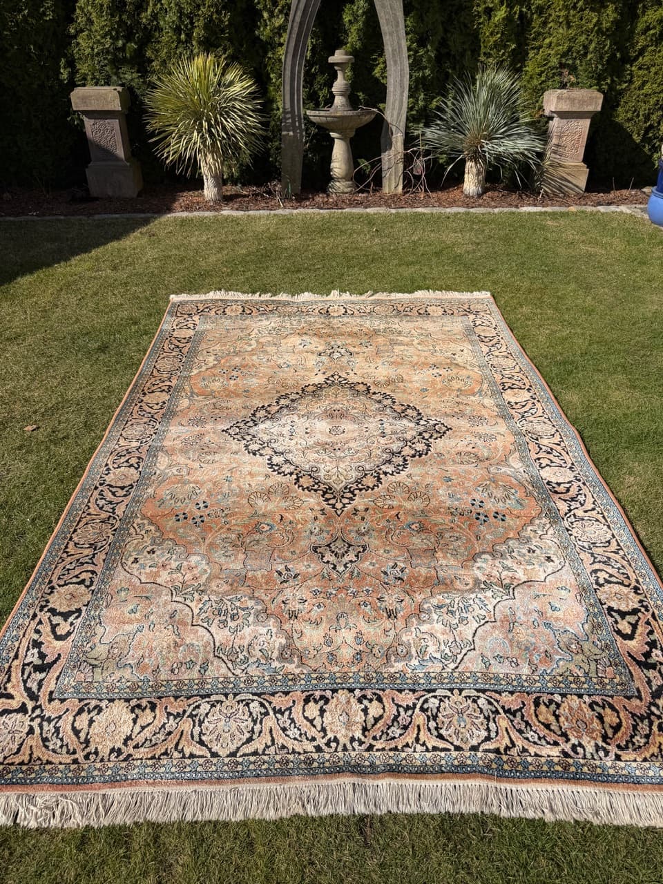 Dywan perski Ghoum, jedwab brązowy, bawełna, Indie, 295x185 cm - 289639