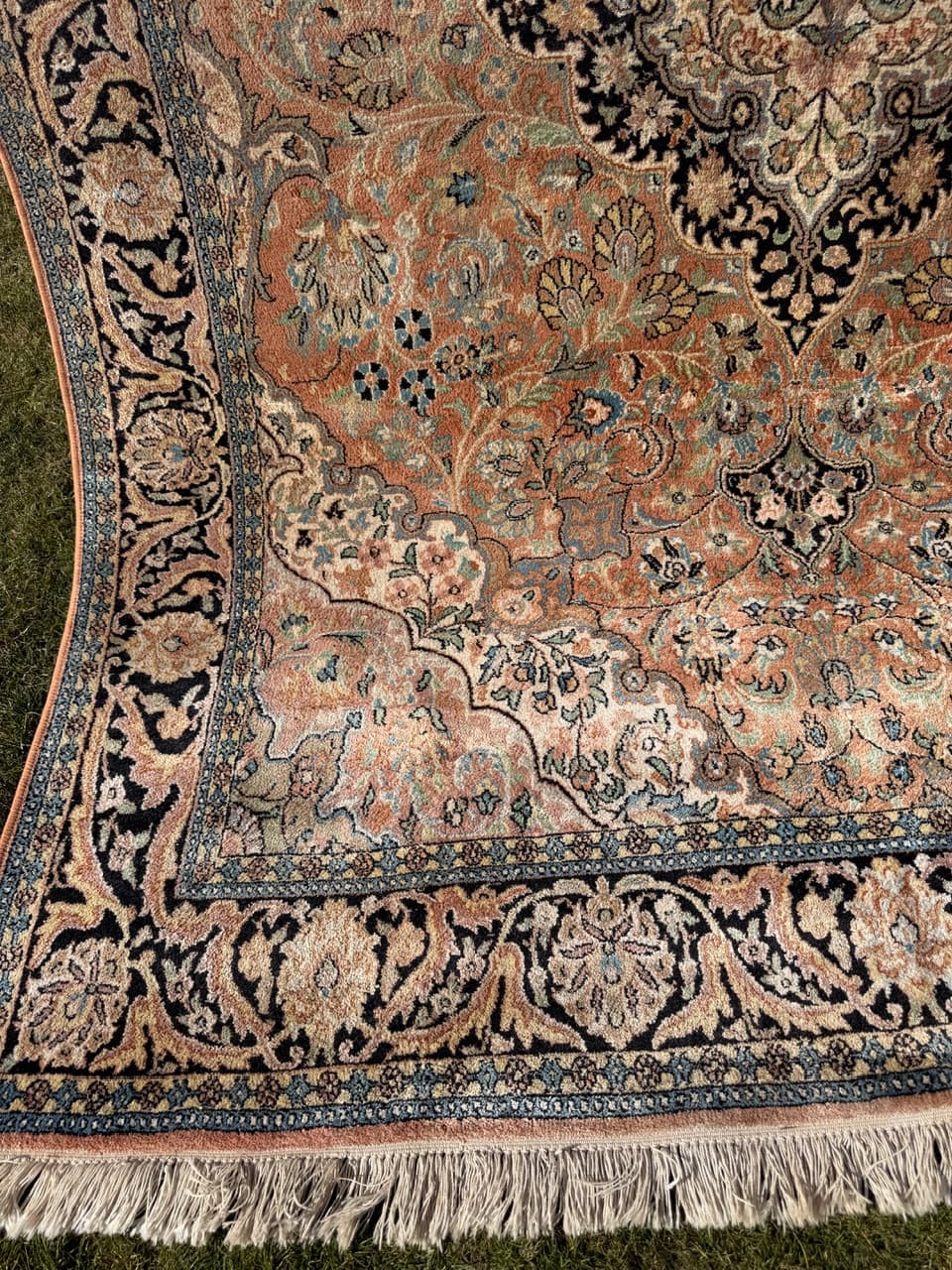 Dywan perski Ghoum, jedwab brązowy, bawełna, Indie, 295x185 cm - 289635