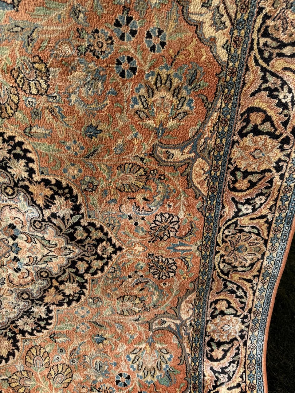 Dywan perski Ghoum, jedwab brązowy, bawełna, Indie, 295x185 cm - 289633