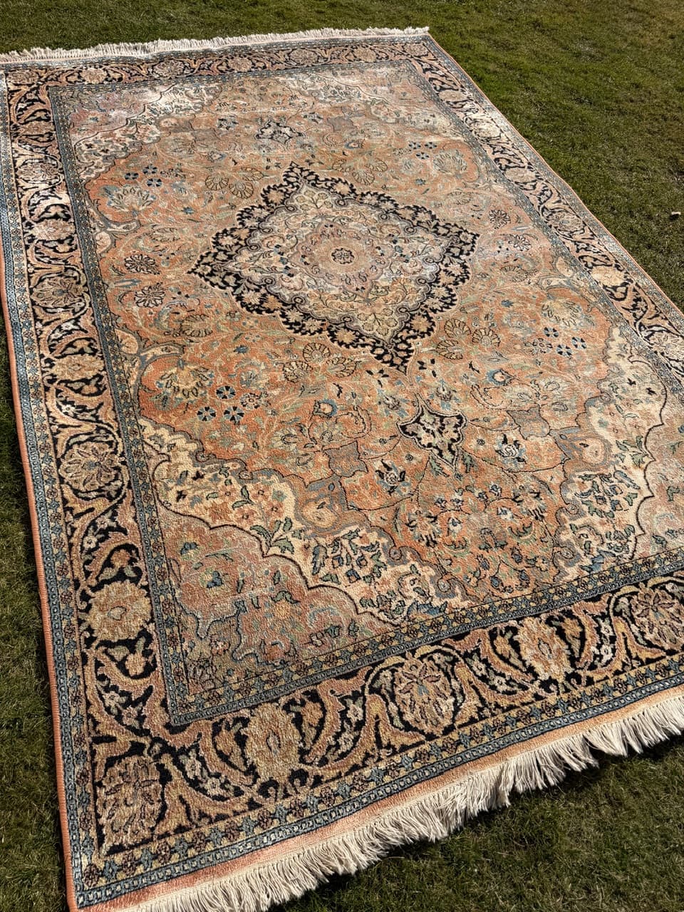 Dywan perski Ghoum, jedwab brązowy, bawełna, Indie, 295x185 cm - 289641